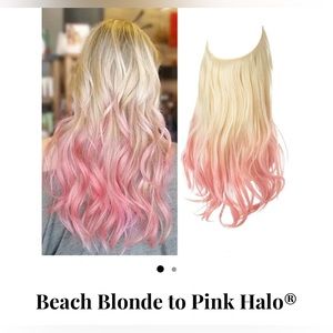 NWT Beauty Bello halo hair extensions, 14 inch bleach blonde two pink